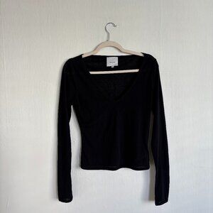 Reformation Black Long Sleeve V-Neck